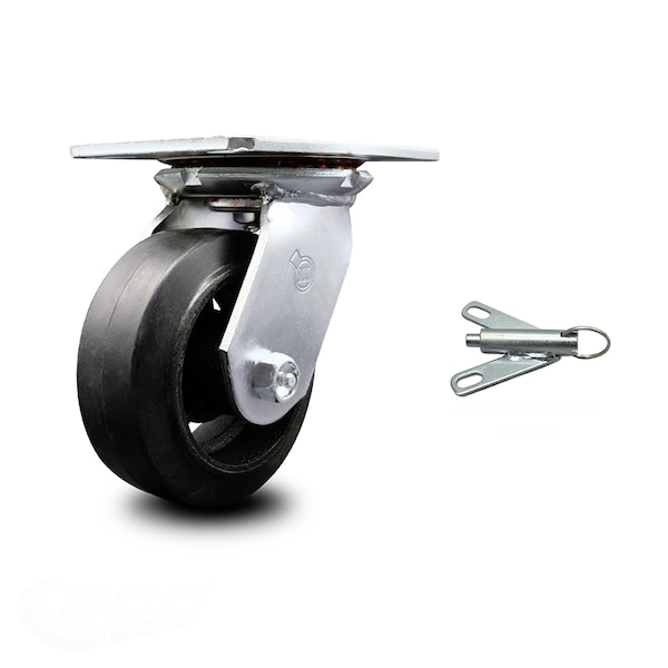 5 Inch Heavy Duty Rubber on Steel Caster with Ball Bearing and Swivel Lock SCC